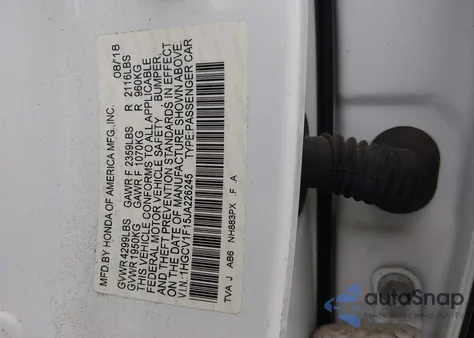 2018 Honda Accord Lx z USA, uszkodzony, nr VIN 1HGCV1F15JA226245